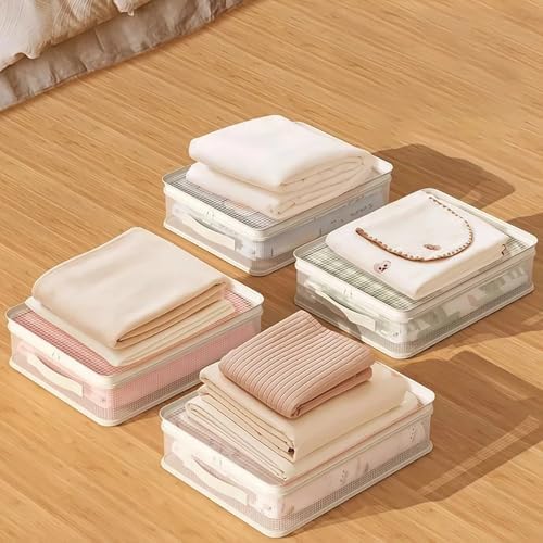 2/4 Pcs Heavy Duty Moving Bags & Blanket Storage, Large Sheet Organizers and Storage for Linen Closet, Vinyl Under Bed Storages Containers with Zippers for Comforter, Clothing, Bedding & Towe