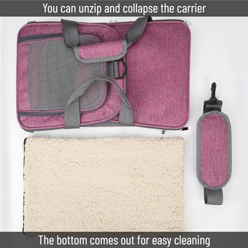 Mr. Pen- Pet Carrier, 17.5" x 11.2" x 11.5", Medium Size, Pink | Portable Travel Carrier for Small Pets, Cats & Small Dogs, Breathable Mesh, Safety Inner Leash