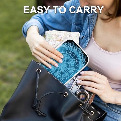 Women's Simple Thin Pencil Case Waterproof And Portable Perfect Organizer Box Bue Circle Viking Vegvisir Runic Compass