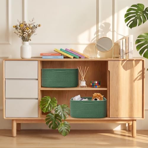 Storage Baskets for Shelves, 2 Pack Shallow Basket