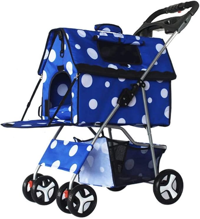 Double Dog Stroller Pet Stroller Travel Stroller Sitting Lying Foldable Lightweight Cart Cat Dog Carriers Bag (A) (C)
