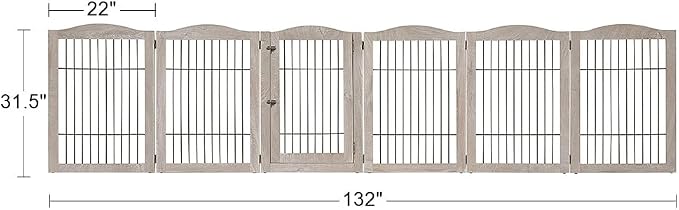 unipaws 132" Extra Wide Dog Gate and Pet Playpen with Walk Through Door | Free Standing Tall Dog Fence, Barriers for Home, Use as Indoor Dogs Cats Pen, Rabbit Pen, Weathered Grey