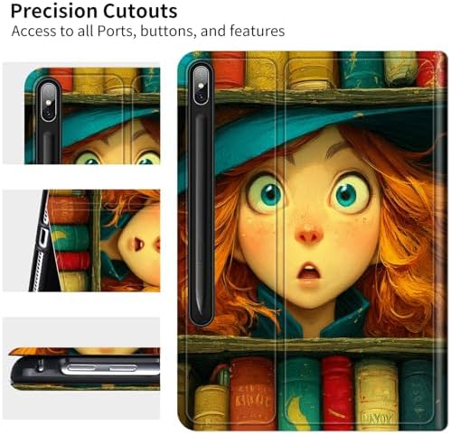 for Samsung Galaxy Tab S9 11 Inch/S9 FE 10.9 Inch 2023 Case | Slim Leather Smart Cover with Multi-Angle Anti-Slip Stand [Auto Wake/Sleep] Shell for Women Men, Colorful Book Girl