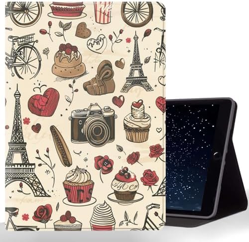 Tablet Case for iPad 5th Generation 2024 iPad Pro 11 inch (M4),Shockproof Protective Cover with Stand,Auto Wake/Sleep,Paris Eiffel Tower Bicycle Camera