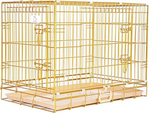 Homey Pet 30 Inch Dog Crates for Small Medium Dogs, Copper Gold Cage Kennel | Rust/Peel-Resist Nano-Coat, Lockable Pull-Out Tray, Dual Doors w/ 4 Locks, Collapsible, Thicker Wire, Indoor Use, Easy-Clean