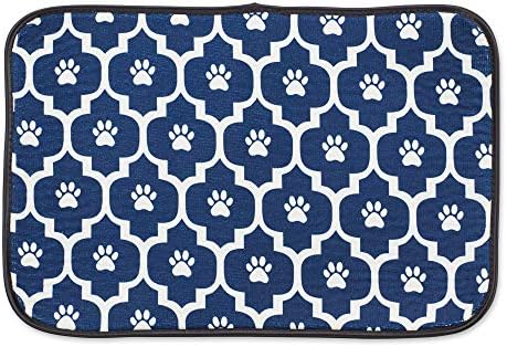 Bone Dry Machine Washable, Ultra Absorbent Pet Mat, 12x18, Nautical Blue/Off-White Lattice