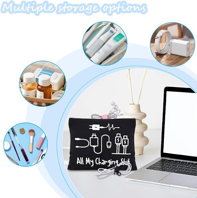 Sisadodo Charging Cable Organizer Travel Bag Toiletry Makeup Cosmetic Bags Medicine Med Toiletry Bag Pouch Diabetic Gifts Bags
