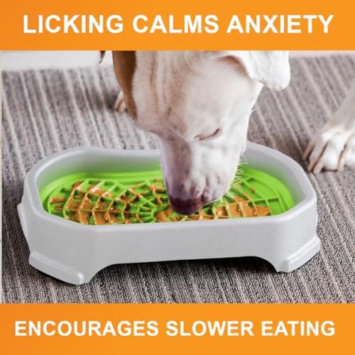 Neater Pets Neat-LIK Dog Lick Mat w/Mess-Proof Tray, Lick Mat for Dogs, Cats, Puppy, Reduces Anxiety & Boredom, Peanut Butter Slow Feeder, Interactive Treat Licking Pad (Green/Vanilla Bean)