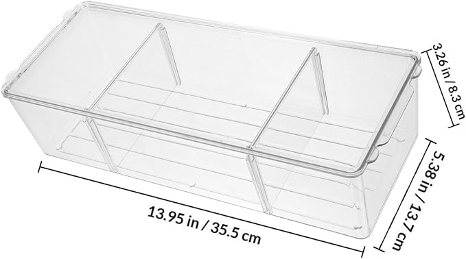 Multi-compartment Medicine Organizer Box with Lid, Medium Pet Plastic Desktop Storage Case, Removable Divider Dresser Storage for Cosmetics and Pill Organizer