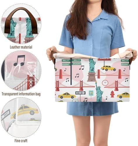 New York City Symbols Storage Bins Collapsible Storage Basket Box with Handles Organizer for Clothes Shelves Closet Cabinet Home Office, 1PC
