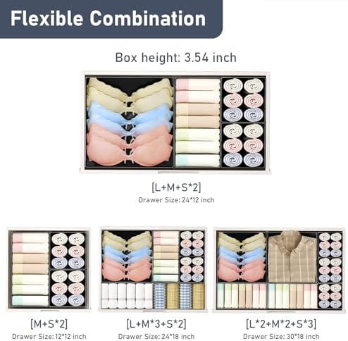 DIMJ Drawer Organizer Clothes - 30 Pack Baby Dresser Organizer for Nursery Closet Organization, Fabric Drawer Organizer Bins for Underwears Socks Bras, Foldable Storage Dividers for Bedroom