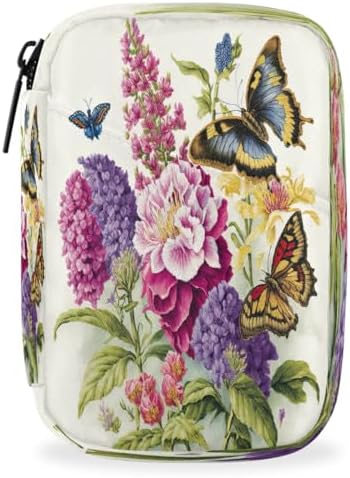 Pill Organizer Box Retro Flowers Butterfly 7-Day Weekly Medicine Pill Case Travel Pill Container Portable Pill Holder Storage Purse Bag Small Compact Size for Vitamin Supplement Birth Control