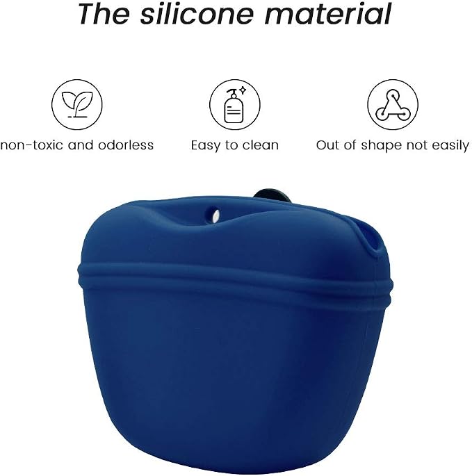 AUDWUD Silicone Dog Treat Pouch with Clicker Magnetic Closure Secure Clip | Upgraded clip keeps your treat pouch secure during training.Magnetic closure allows fast one hand access.Includes dog click