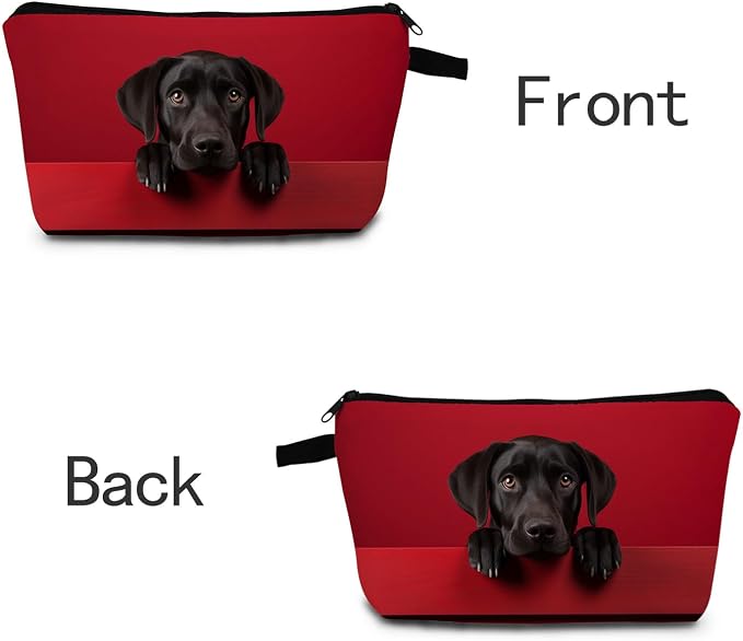 Black Labrador Makeup Bag for Women Travel Cosmetic Organizer Bag Teacher Appreciation Gifts Small Zipper Toiletry Bag Dog Gifts for Dog Lovers