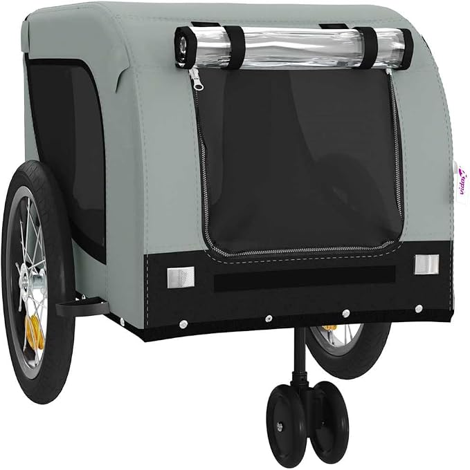 Pet Bike Trailer for Small Dogs and Cats, Oxford Fabric Cargo Cart with Iron Frame, Foldable Pet Stroller for Cycling Travel