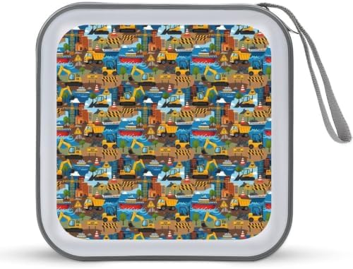 DVD Holder Case Under Construction 40 Capacity Hard Shell CD Organizer Box | Disc Storage Binder Under Construction Protective DVD Organizer Wallet for Music Movie Game