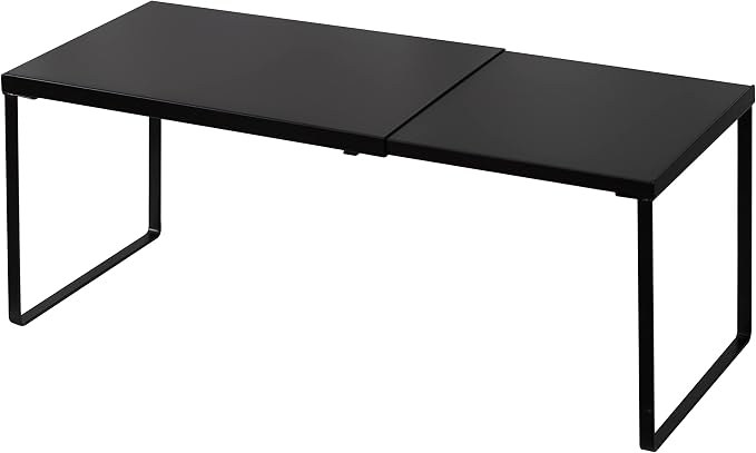 Nxconsu Expandable Cabinet Shelf, Shelf Riser for Cabinets, 8.26" Black | Edgeless Metal Cabinet Riser Holds 50 lb and Expands 14.6 to 24.6 in for Under Sink Kitchen Pantry Cupboard Shelf