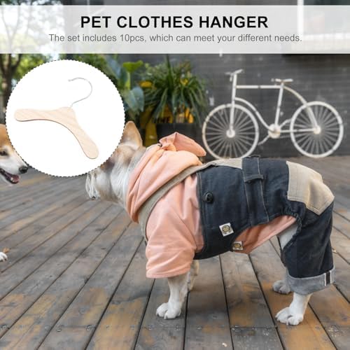 10pcs Wooden Dog Clothes Hanger 16cm Stainless Pet Clothing Organizer | Silver Finish, Simple Style Design, for Pet Owners, Keeps Garments Arranged Neatly in Closets and Racks