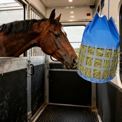 Large Slow Feed Hay Bag for Horses,Goats&Donkeys(Medium Blue)