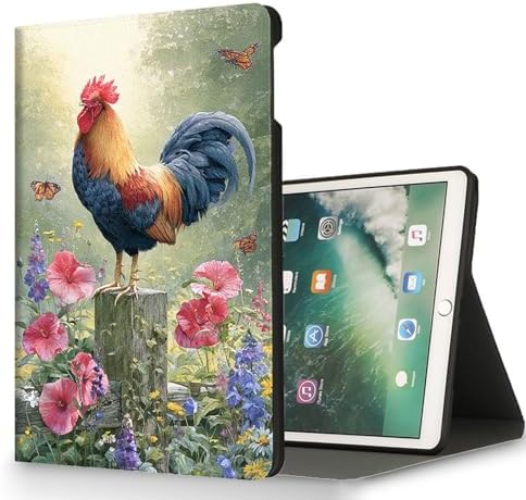 for Microsoft Surface Pro 7 Plus,Surface Pro 7/6/5/4 12.3" Tablet Case,Auto Wake/Sleep,Adjustable Stand Protective Cover - Rooster Flower Butterfly