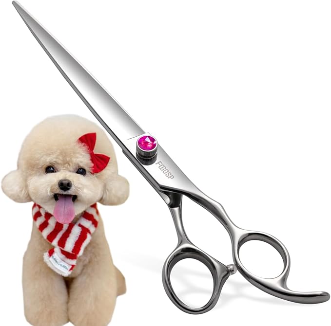 Straight Dog Grooming Scissors 8.0'' Long Large Pet Shears for Grooming Poodle Large Dogs Pet Japanese 440C Stainless Steel Dog Scissors Super Sharp(8.0'',Straight)