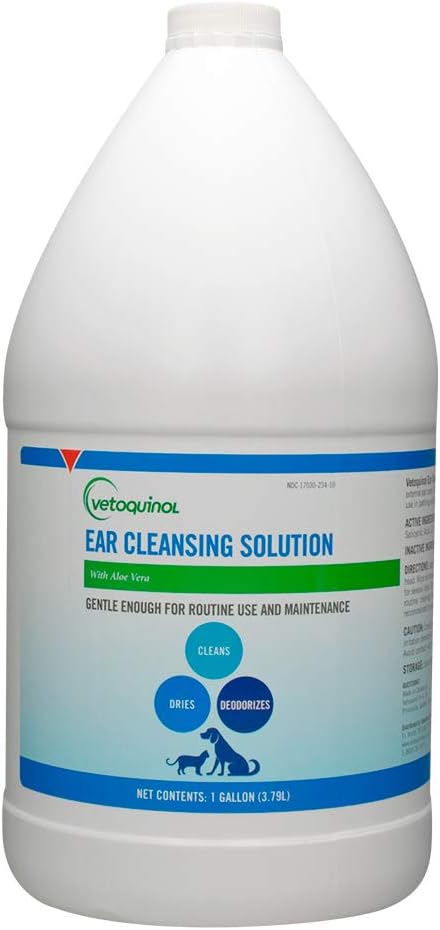 Vetoquinol Ear Cleansing Solution - Gentle Cleaner to Remove Dirt & Debris - Easy-to-Use Drops for Cats & Dogs - Support Clean and Fresh-Smelling Ears - Ideal for Routine Pet Hygiene - 1 Gallon