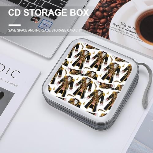 40-Disc Hard Shell Storage Wallet Pirate Costume, DVD CD Binder with Carry Strap, Portable Protective Organizer for Travel Office