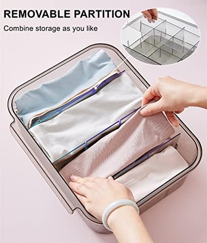 Xicennego Pull-out Closet Underwear Storage Box, Plastic Drawer Underwear Organizer Divider, Wardrobe Organizer Drawer for Socks, Underwear, Bra, Tie (Grey)