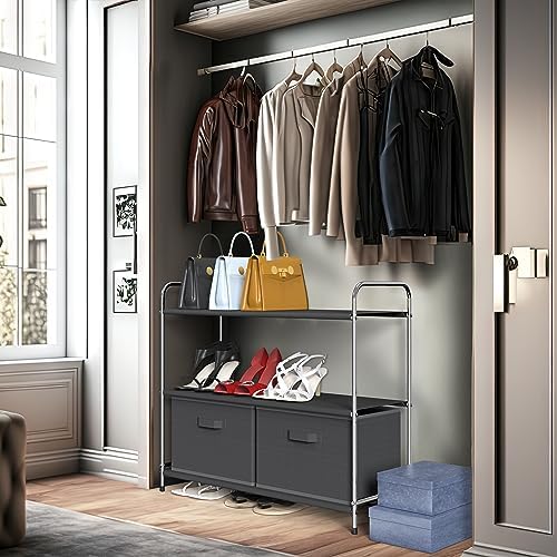 Simple Houseware 3-Tier Closet Storage with 2 Drawers, Dark Grey