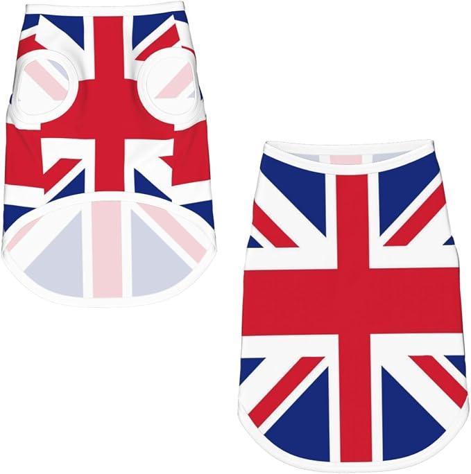 British Union Jack Flag Dog Shirts Sleeveless Puppy Cotton T-Shirts