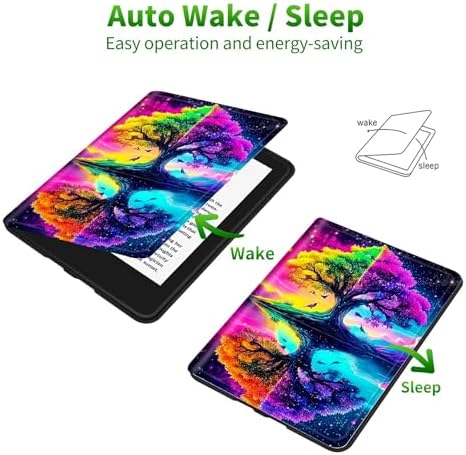 for Samsung Galaxy Tab A 8.0" 2019 SM-T290/T295 Case | Slim Leather Smart Cover with Multi-Angle Anti-Slip Stand [Auto Wake/Sleep] Shell for Women Men, Purple Green Tree