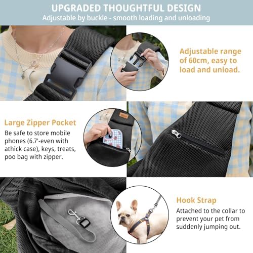 CUBY Dog and Cat Sling Carrier - Hands Free Reversible Pet Papoose Bag - Soft Pouch and Tote Design - Suitable for Puppy, Small Dogs Cats Outdoor