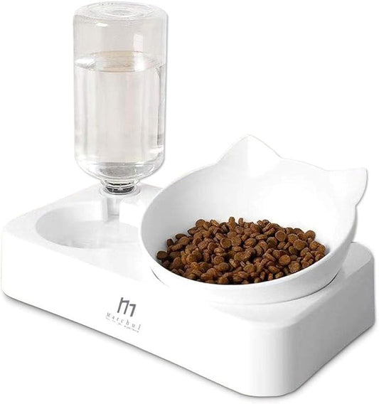 Marchul Cat Bowls, Pet Food Bowls, 15° Tilted Cat Bowl for Indoor Cats, Dog Food and Water Bowl Set