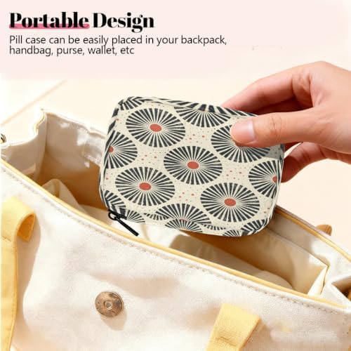 Travel Pill Organizer Vintage Japanese Geometric Small Pill Case