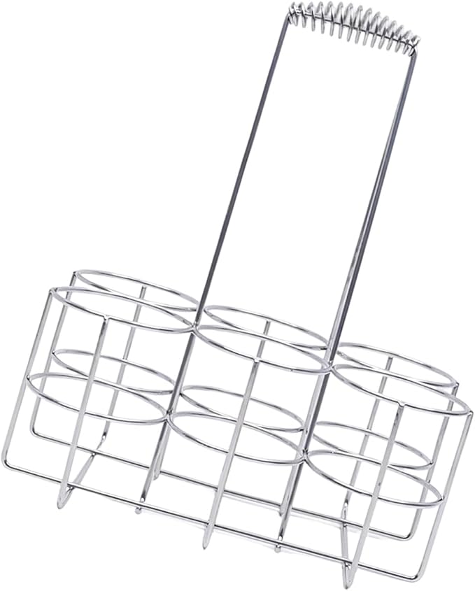 6 Pack Beverage Carriers with Ergonomic Handle Portable, S, A S | Storage Rack for BBQs and Gatherings, Carry Basket for Entertaining and Outdoor Use, Metal Wire Design