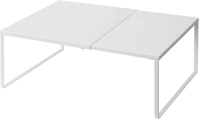 Nxconsu Expandable Cabinet Shelf, Shelf Riser for Cabinets, 11.8" White | Edgeless Metal Cabinet Riser Holds 50 lb and Expands 14.6 to 24.6 in for Under Sink Kitchen Pantry Cupboard Shelf