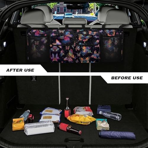 Dreaweet Butterfly Car Trunk Organizer,Hanging Car Back Seat Storage Bag Multipurpose Waterproof Trunk Organizer Car Trunk Storage and Decorative Accessories