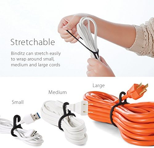 UT Wire Binditz for Home Attachable Silicon Cable Wrap Kitchen Small Appliances, Computer, Hair Dryer Cords in White Set of 12 Assorted Sizes, White