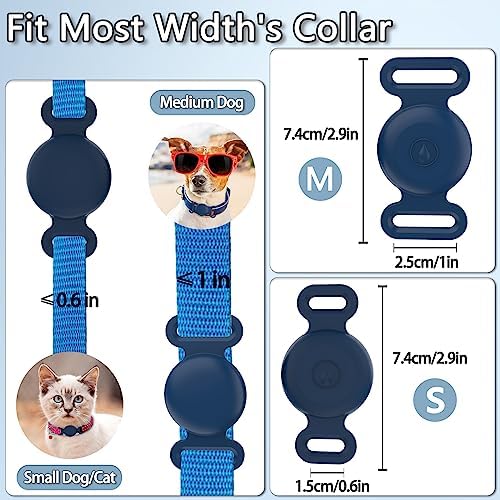 Waterproof Dog Collar with Airtag (1st & 2nd Gen) Holder, 2 Pack | Lightweight Silicone Hidden AirTag Holder for Dog Collar, Anti-Lost AirTag Case for Pet Cat Dog (Black & Navy)