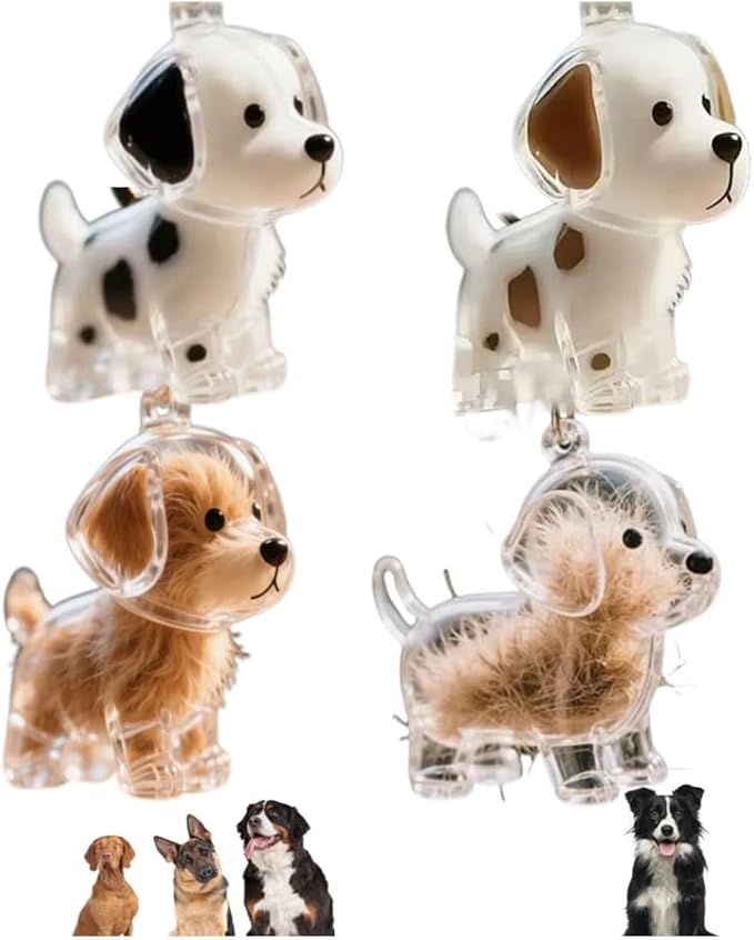 EPMANN 4Pcs Dog Hair Collector Keychain Charm Memorial Storage Box, Transparent Bottle for Pet Hairs Keychain