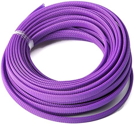 Bettomshin 1Pc 32.8Ft(10m) Cable Management Sleeve, 5/16"(8mm) Width PET Purple Cord Protector, Wire Loom Tube Insulated Split Sleeving for USB Cable Power Cord Organizer Video Cable Hider