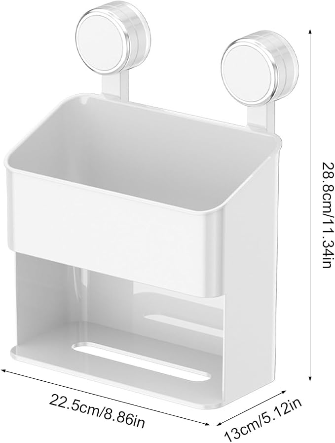 Shower Suction Cup Wall Mounted Bathroom Shelf Drillless PET ABS Storage PET ABS Shower Storage Rack Suction Shelf for Toiletries Portable Bathroom Wall Rack Accessories Hygienic Organizers