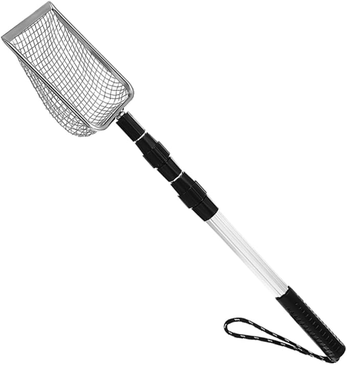 Telescopic Stainless Steel Cat Litter Scoop with Ergonomic Non-Slip Handle Lightweight Mesh Shovel for Easy Cleaning and Compact Storage Pet Waste Scooper with Extendable Handle