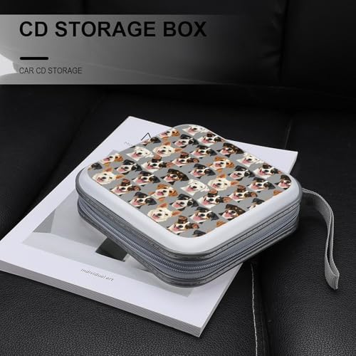 Hard Plastic Protective CD Case Puppy Dog, 40-Disc Capacity Storage Binder with Zipper, Portable Organizer for Home Office