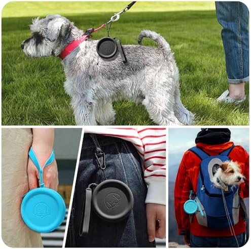 Silicone Dog Treat Pouch Small Bag,2PCS Pet Walking Bag for Dog and Cat,Pocket Size,Easy to Clean, Odorless, Zipper Design,Moisture-Proof,Travel Walking Bag,Portable Training Bag(Lake Blue&Black)