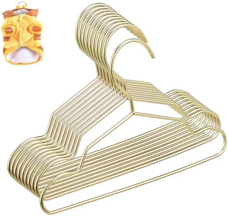 MERRYHAPY 10 Pcs Pet Apparel Hangers Mini Metal Hangers Dog and Cat Clothing Nonslip Design Small Drying Rack