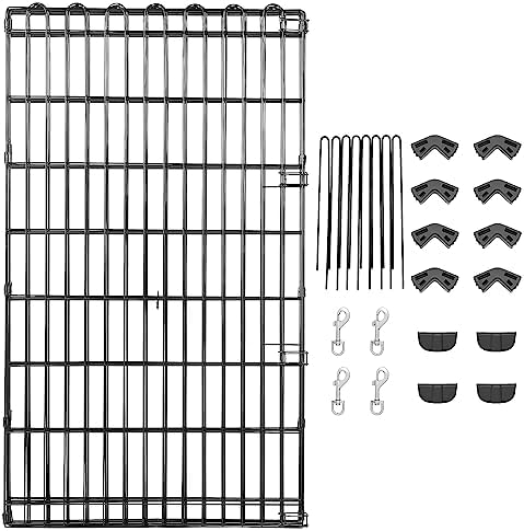 Amazon Basics Foldable Octagonal Metal Exercise Dog Playpen, Indoor/Outdoor, No Door, 8 Connected Panels, Large, 42 Inches Height, Black