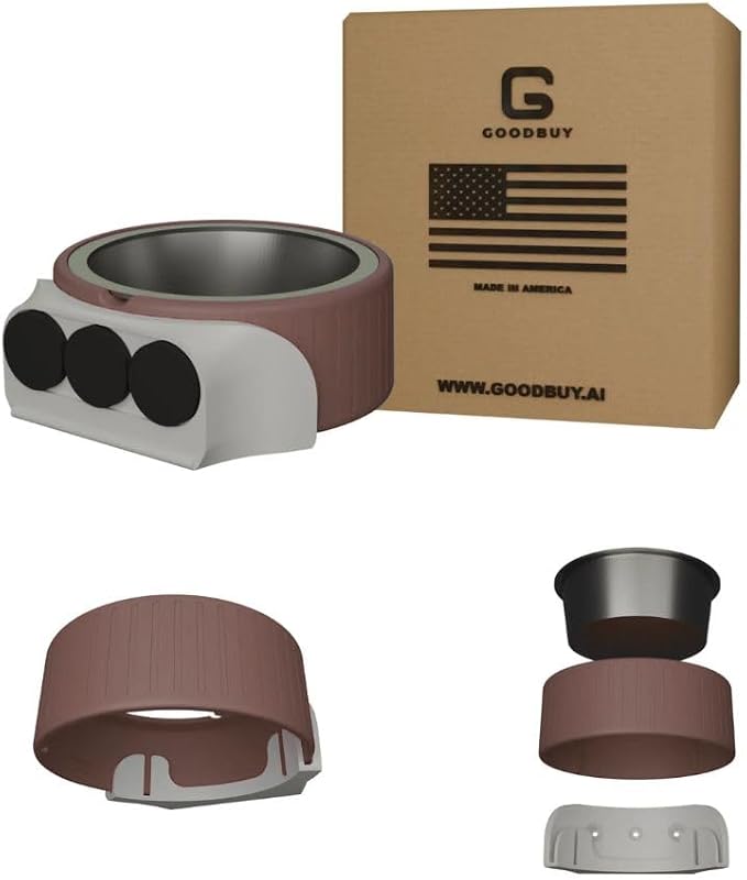 Pet Station Elevated Dog Bowl Stand for 6.8 in. Bowls - 3D Printed Dog Feeder - Adjustable Height Legs and Magnetic Fridge Mount Feeding Station - Made in USA (Brown, Bowl + MagneticMount)