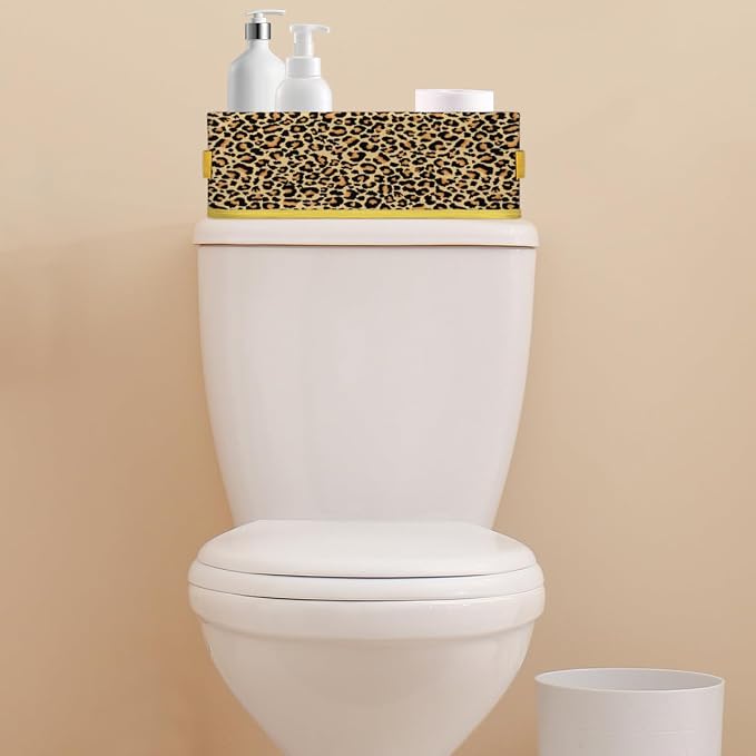 Leopard Skin Animals Bathroom Storage Basket, Foldable with Handle Open Countertop Paper Towel Decorative Box, Toilet Tank Top Shelf Baskets for Home Closet Bedroom Living Room Office