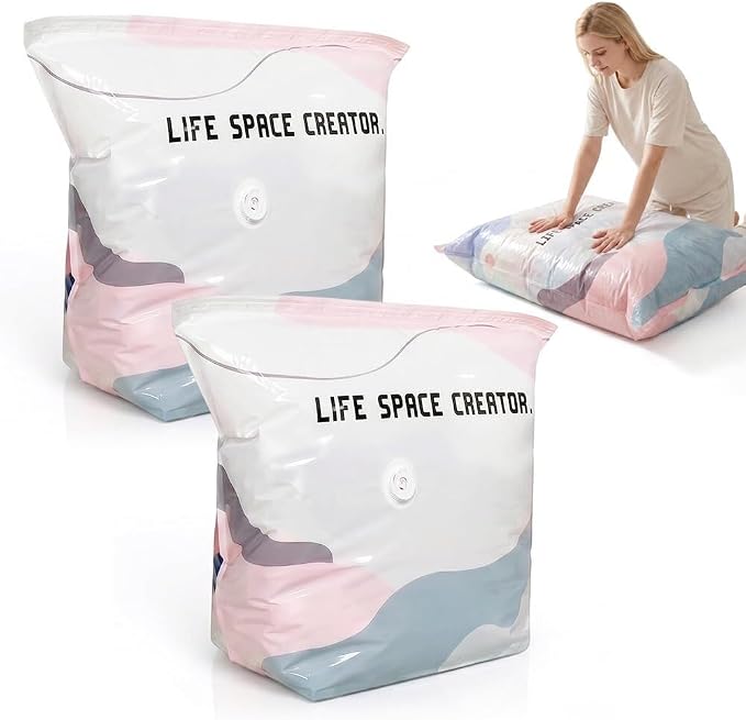 No‑Pump Vacuum Storage Bags, 2026 New Extra Large Space Saver Bag, Press & Seal Reusable Space Saver Bags, No Pump Needed, for Jumbo Clothes Bedding,Comforters,Off‑Season Gear (2, 100x80x30cm)